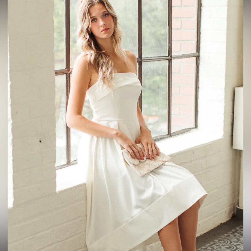 ELLIAT ivory Lucia Dress with faux button back